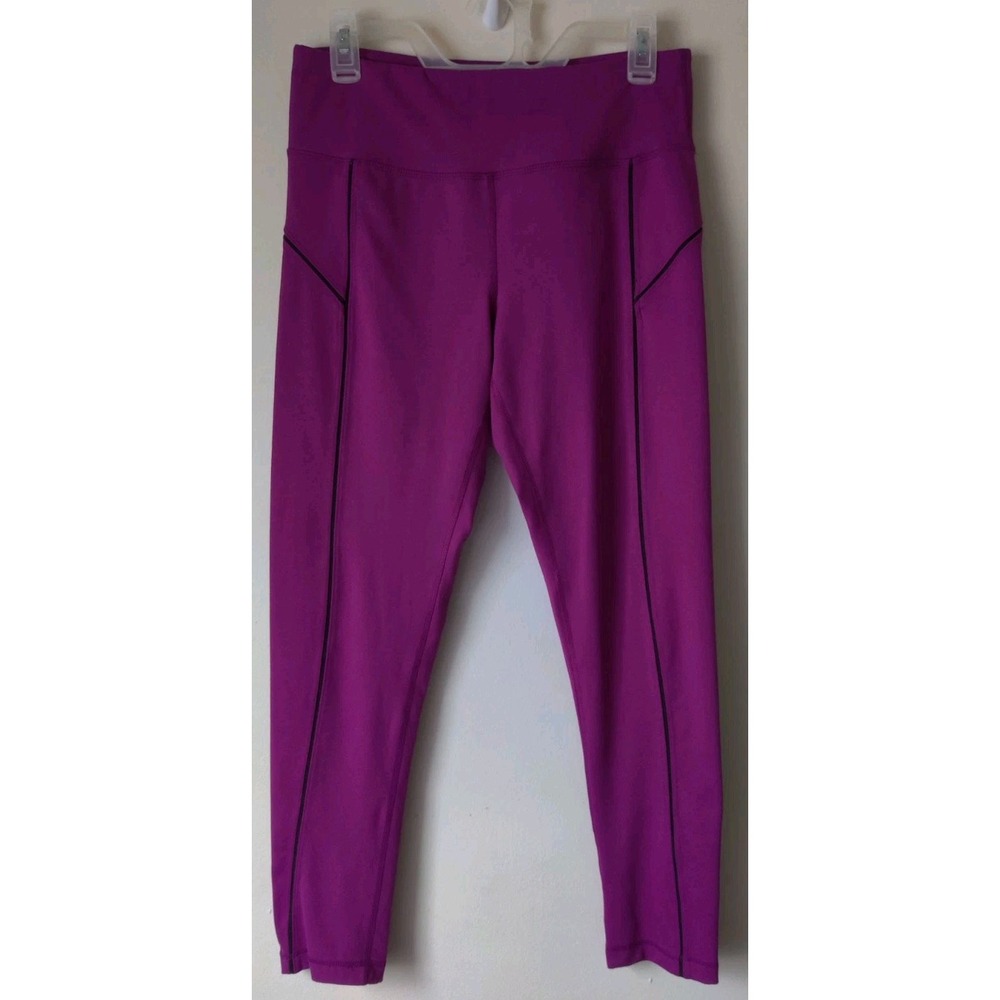 YogaLicious Capri Pants Maroon with Black Accents Sizeβ Large